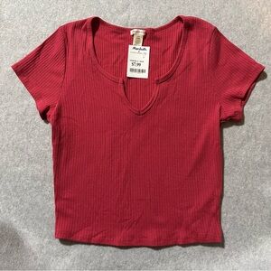 Bozzolo Orange Ribbed Crop Top